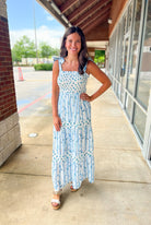 Get Them Talking Blue Floral Tiered Maxi Dress - A'Bekah's Boutique