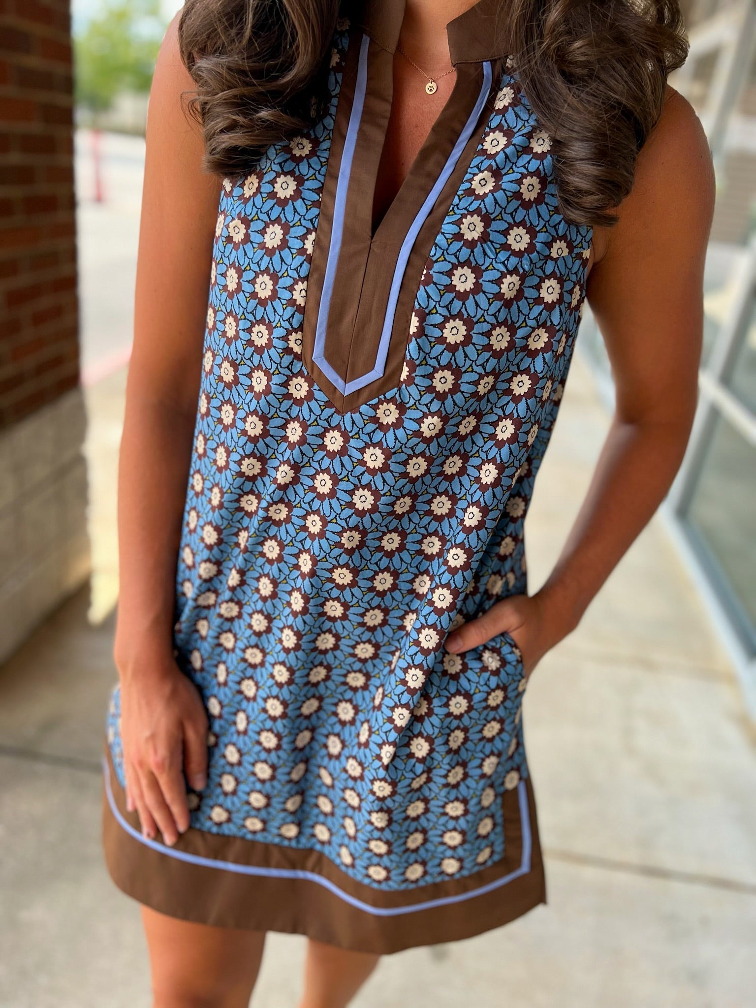 Getting Closer Chambray Floral Sleeveless Dress - A'Bekah's Boutique