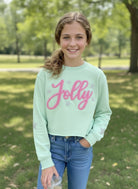 Girls Ambrosia Green Jolly Sequin Stars Christmas Sweatshirt - A'Bekah's Boutique