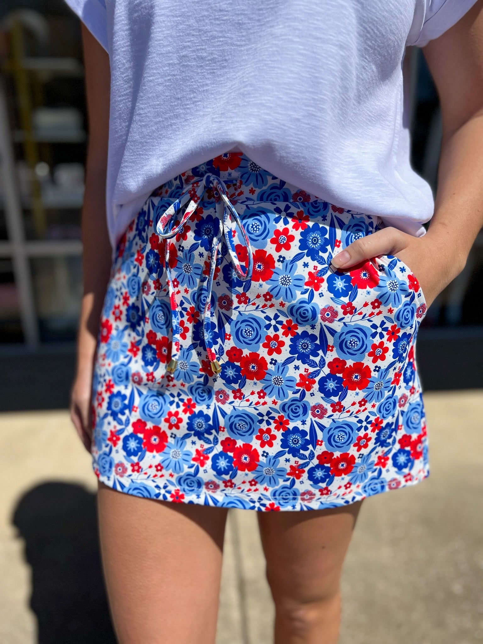 Give Me Liberty Floral Skort - A'Bekah's Boutique