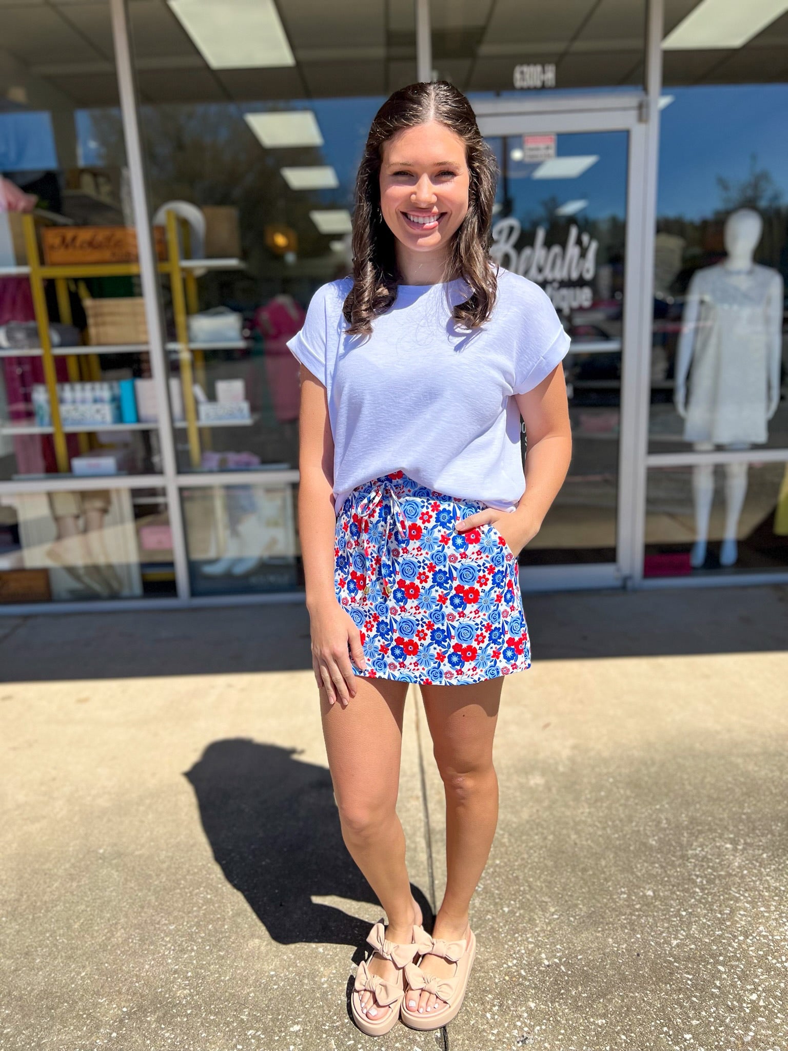 Give Me Liberty Floral Skort - A'Bekah's Boutique
