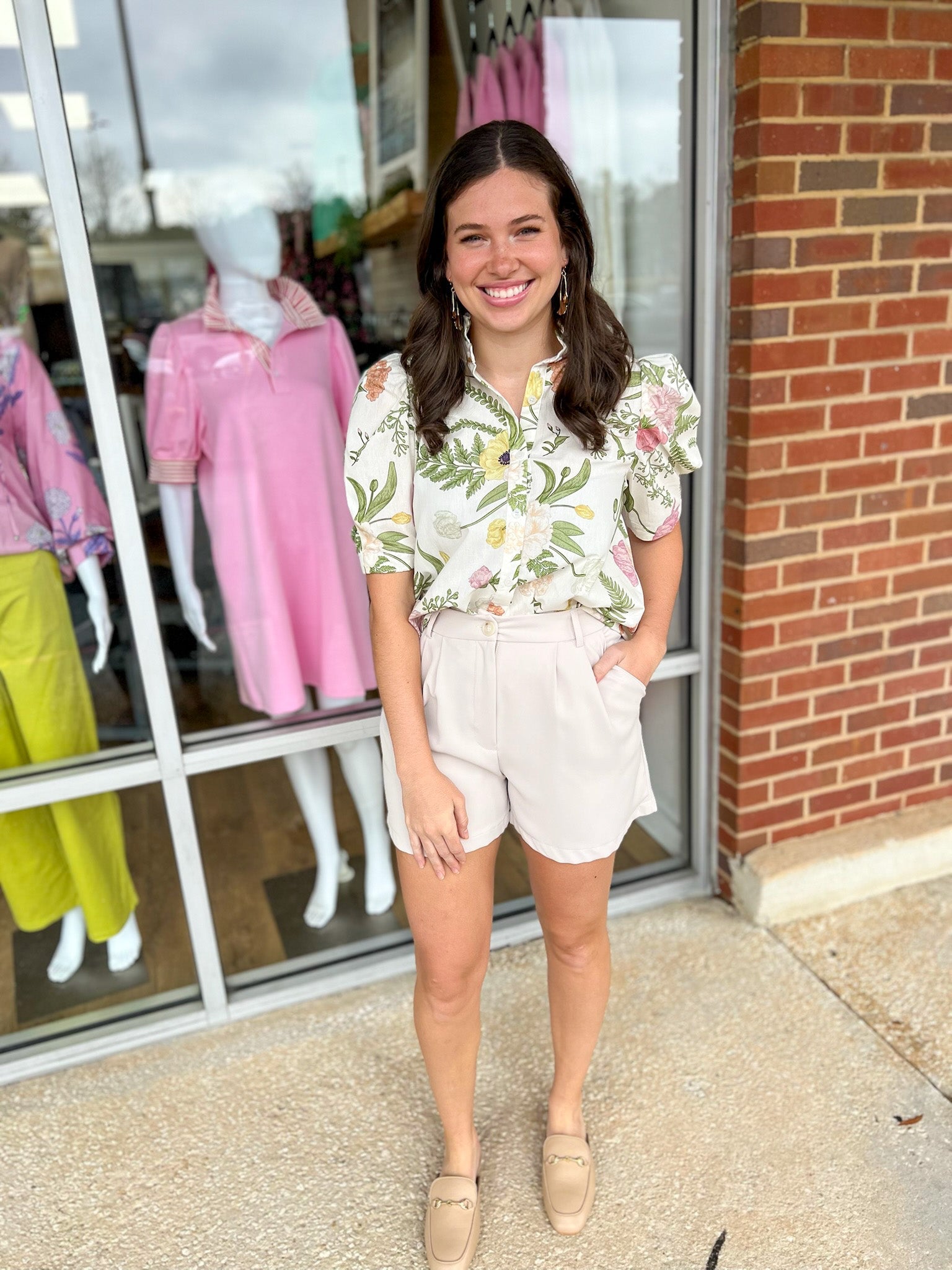 Going With You Cream Pleat Front Shorts - A'Bekah's Boutique