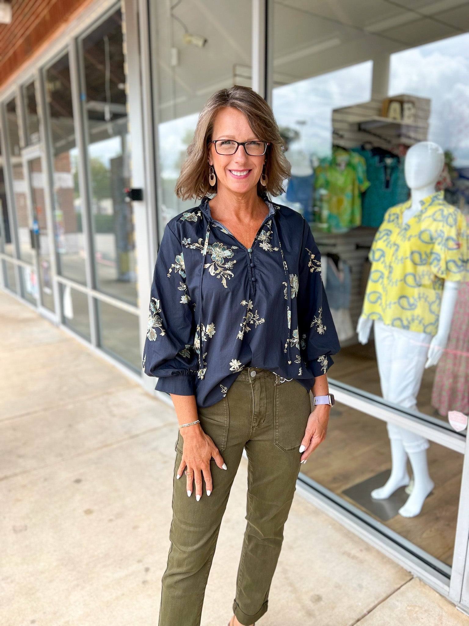 Gracefully Yours Black Floral 3/4 Length Sleeve Top - A'Bekah's Boutique