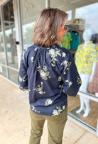 Gracefully Yours Black Floral 3/4 Length Sleeve Top - A'Bekah's Boutique