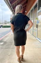 Greatest Of All Time Olive Drop Shoulder Fitted Sweater Dress with Chest Pocket - A'Bekah's Boutique