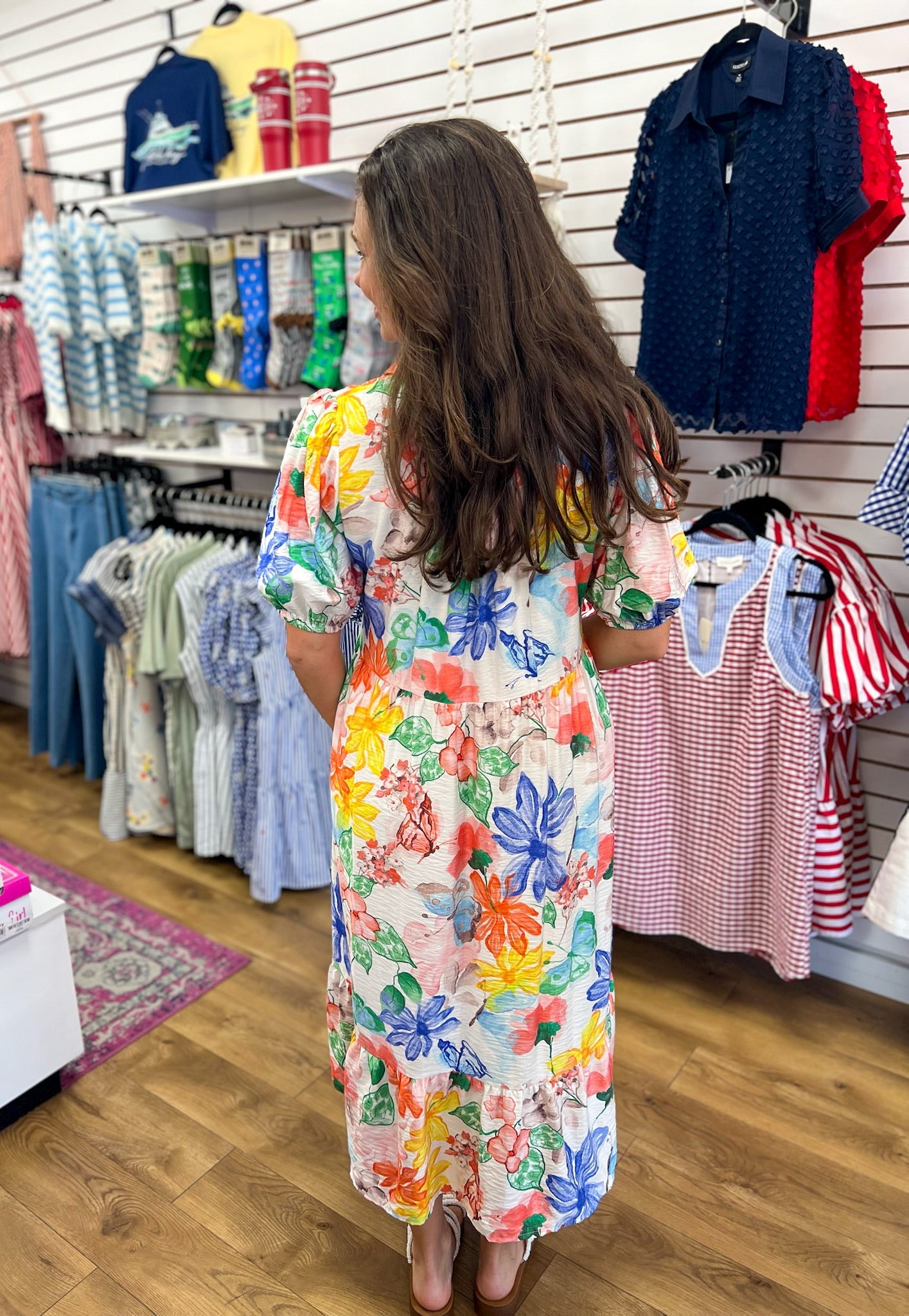 Green Mix Watercolor Floral Midi Dress - A'Bekah's Boutique