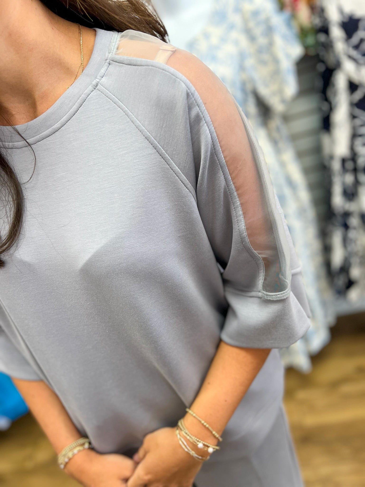 Grey LuxeKnit Wide Leg Set with 3/4 Sleeve Top - A'Bekah's Boutique