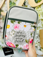 He Restores My Soul Psalms 23:3 Green Floral Bible Cover - A'Bekah's Boutique