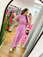 Head Turner Lilac Short Sleeve Jumpsuit with Twist Front Feature - A'Bekah's Boutique