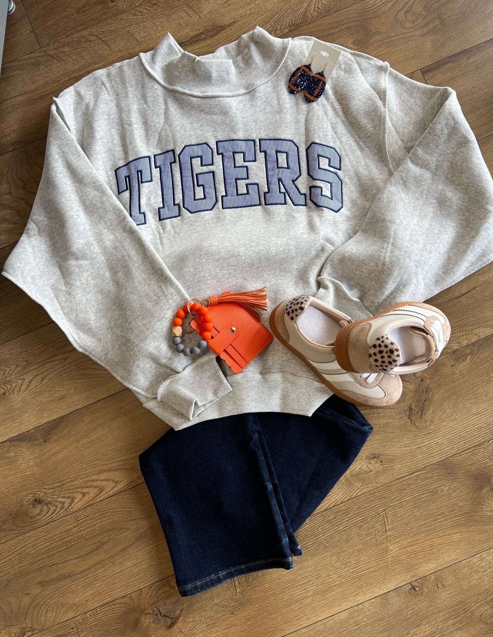 Heather Grey Auburn University Mock Neck Sweatshirt - A'Bekah's Boutique
