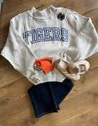 Heather Grey Auburn University Mock Neck Sweatshirt - A'Bekah's Boutique