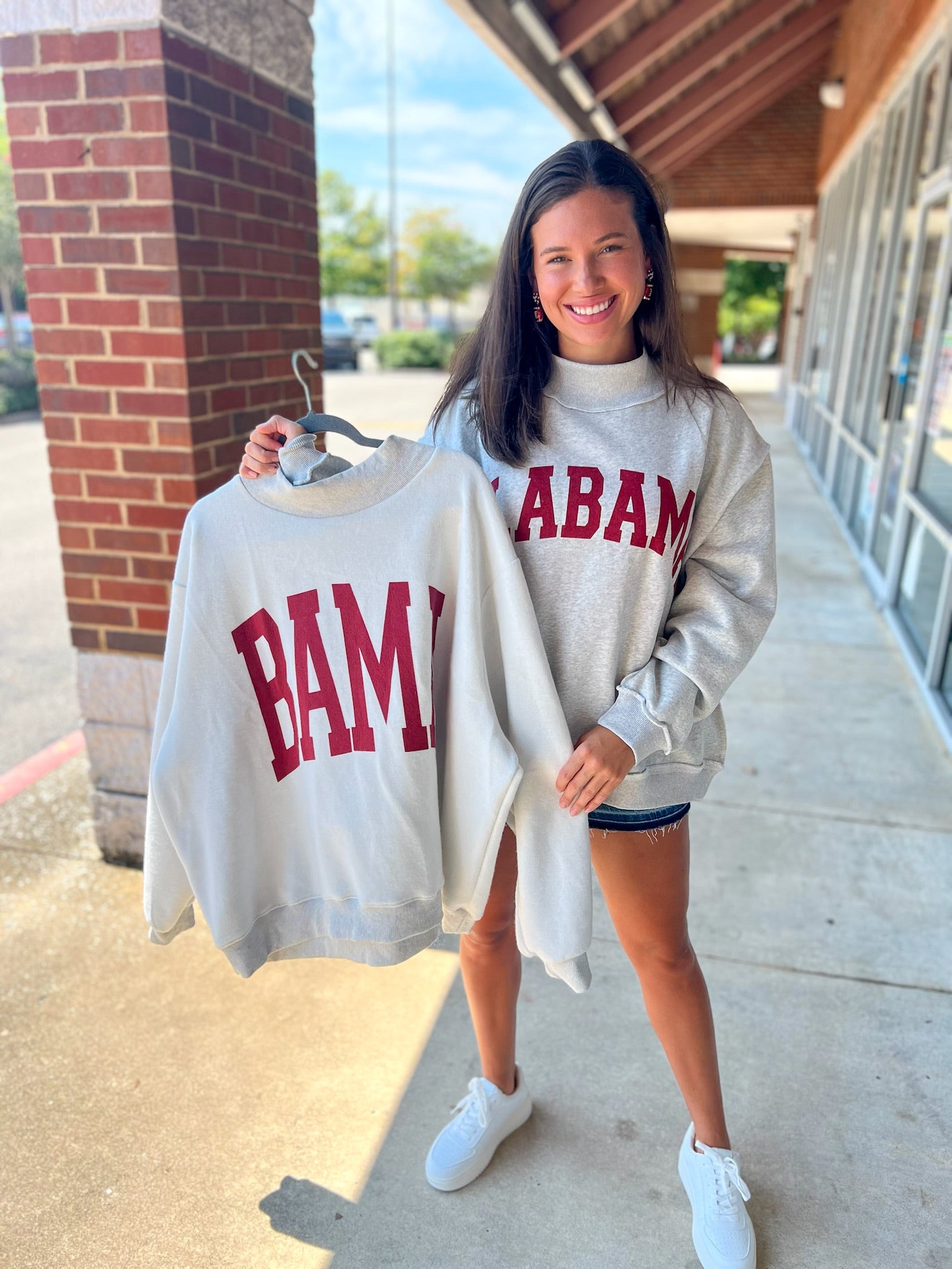 Heather Grey Reversible Alabama/Bama Sweatshirt - A'Bekah's Boutique