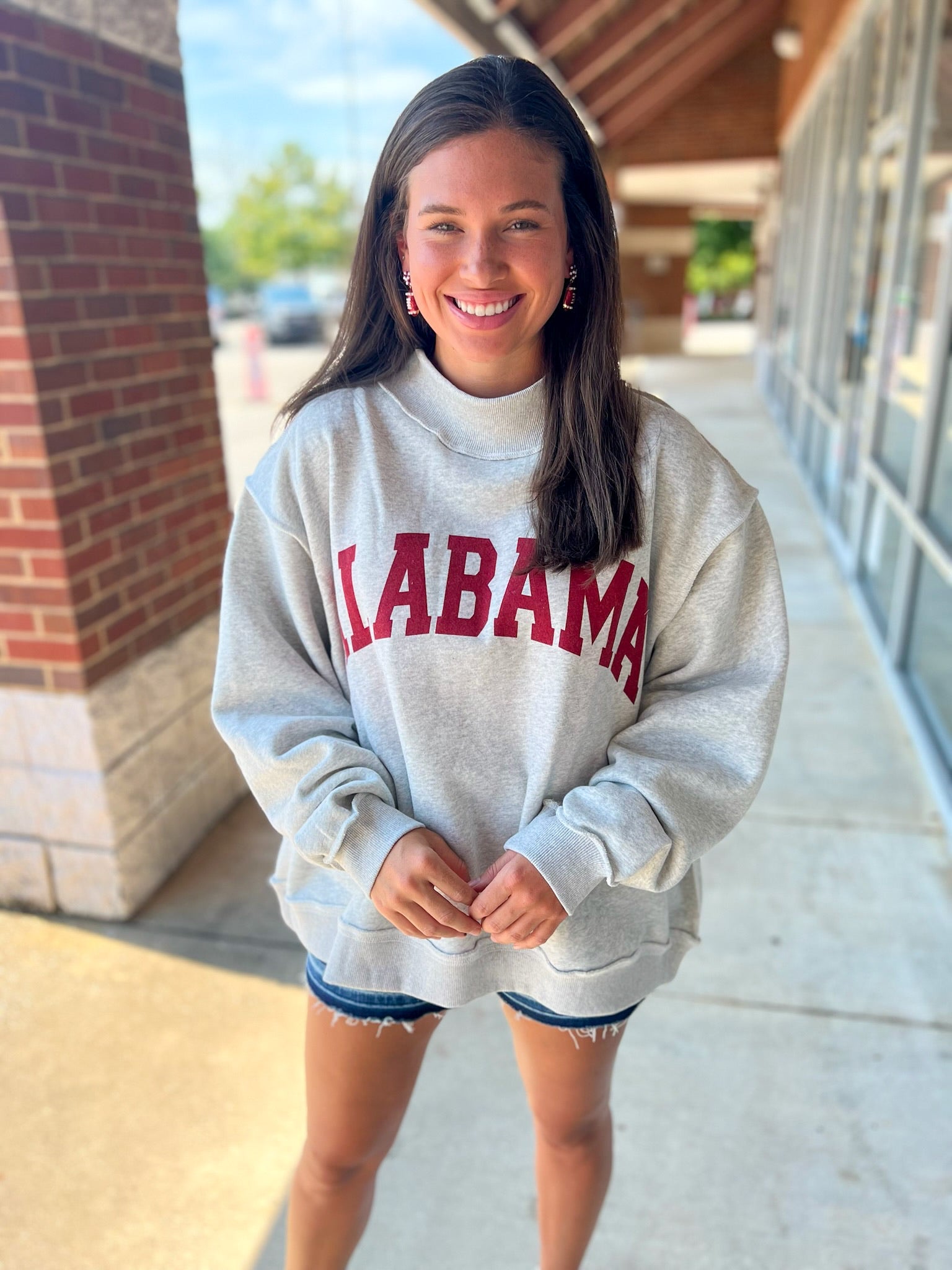 Heather Grey Reversible Alabama/Bama Sweatshirt - A'Bekah's Boutique