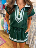 Hunter Green Contrast Trim Skort Set - A'Bekah's Boutique