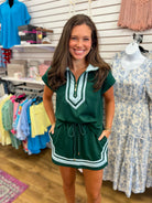 Hunter Green Contrast Trim Skort Set - A'Bekah's Boutique
