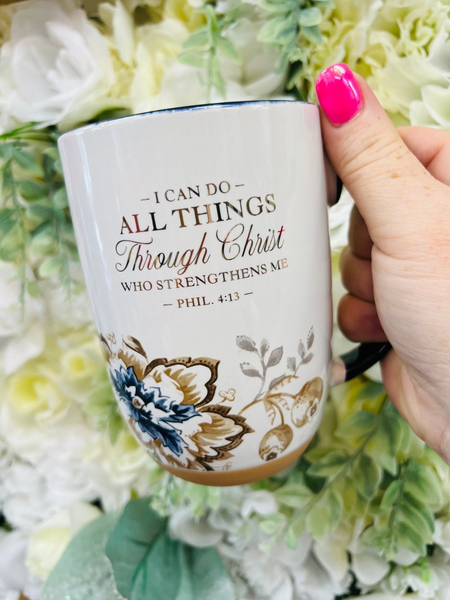 I Can Do All Things Phil. 4:13 Brown and Blue Ceramic Mug - A'Bekah's Boutique