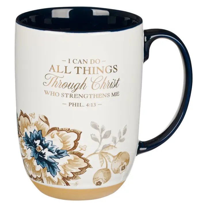 I Can Do All Things Phil. 4:13 Brown and Blue Ceramic Mug - A'Bekah's Boutique