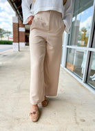 I Mean Business Taupe Wide Leg Trousers with Pockets - A'Bekah's Boutique