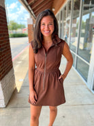I Remember Espresso Brown Zip Front Knit Dress - A'Bekah's Boutique