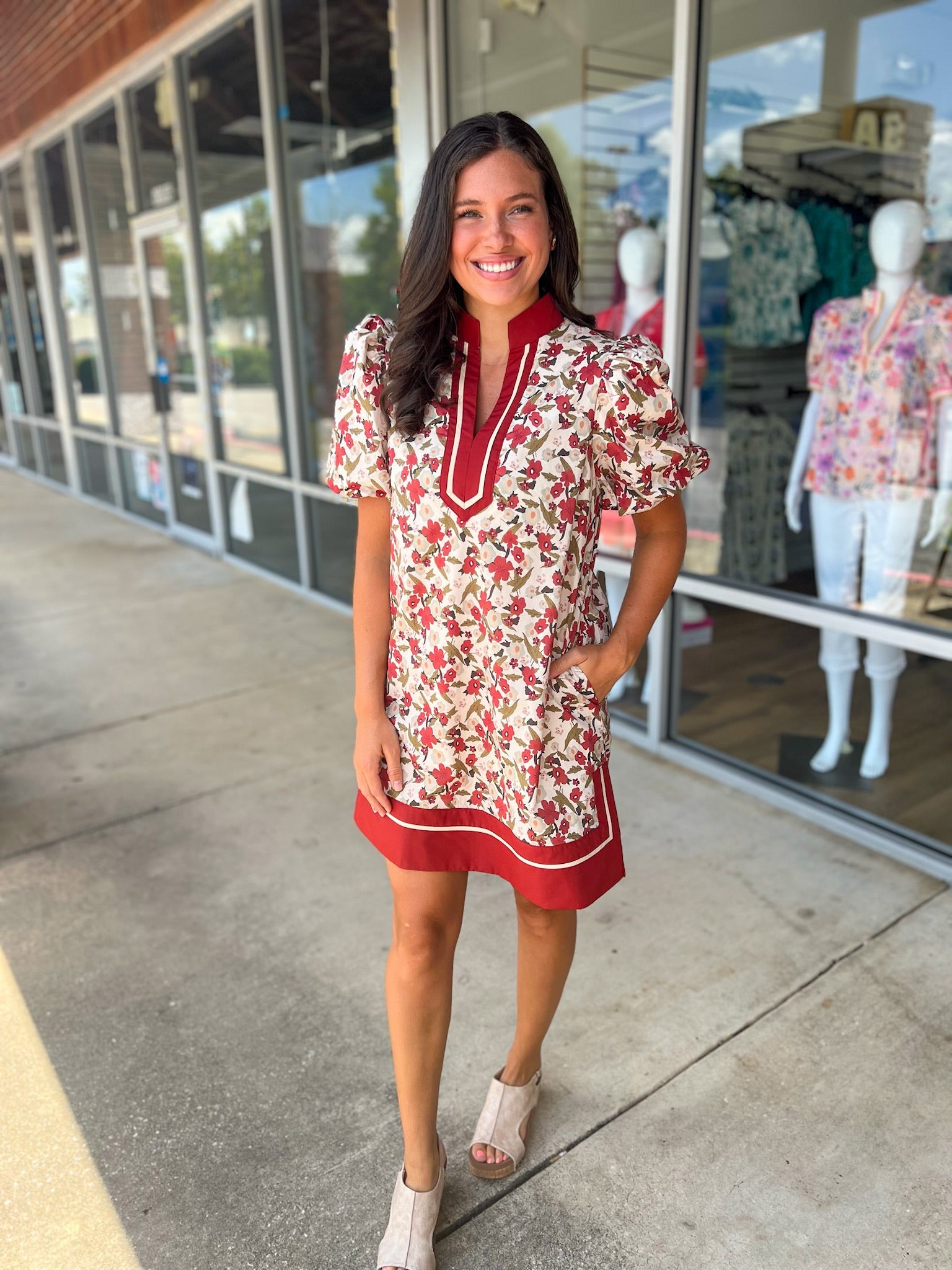 I'm That Girl Ecru and Rust Floral Dress - A'Bekah's Boutique