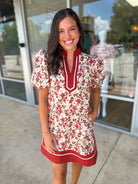 I'm That Girl Ecru and Rust Floral Dress - A'Bekah's Boutique