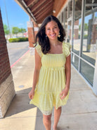It's Your Turn Lemon Yellow Smocked Dress - A'Bekah's Boutique