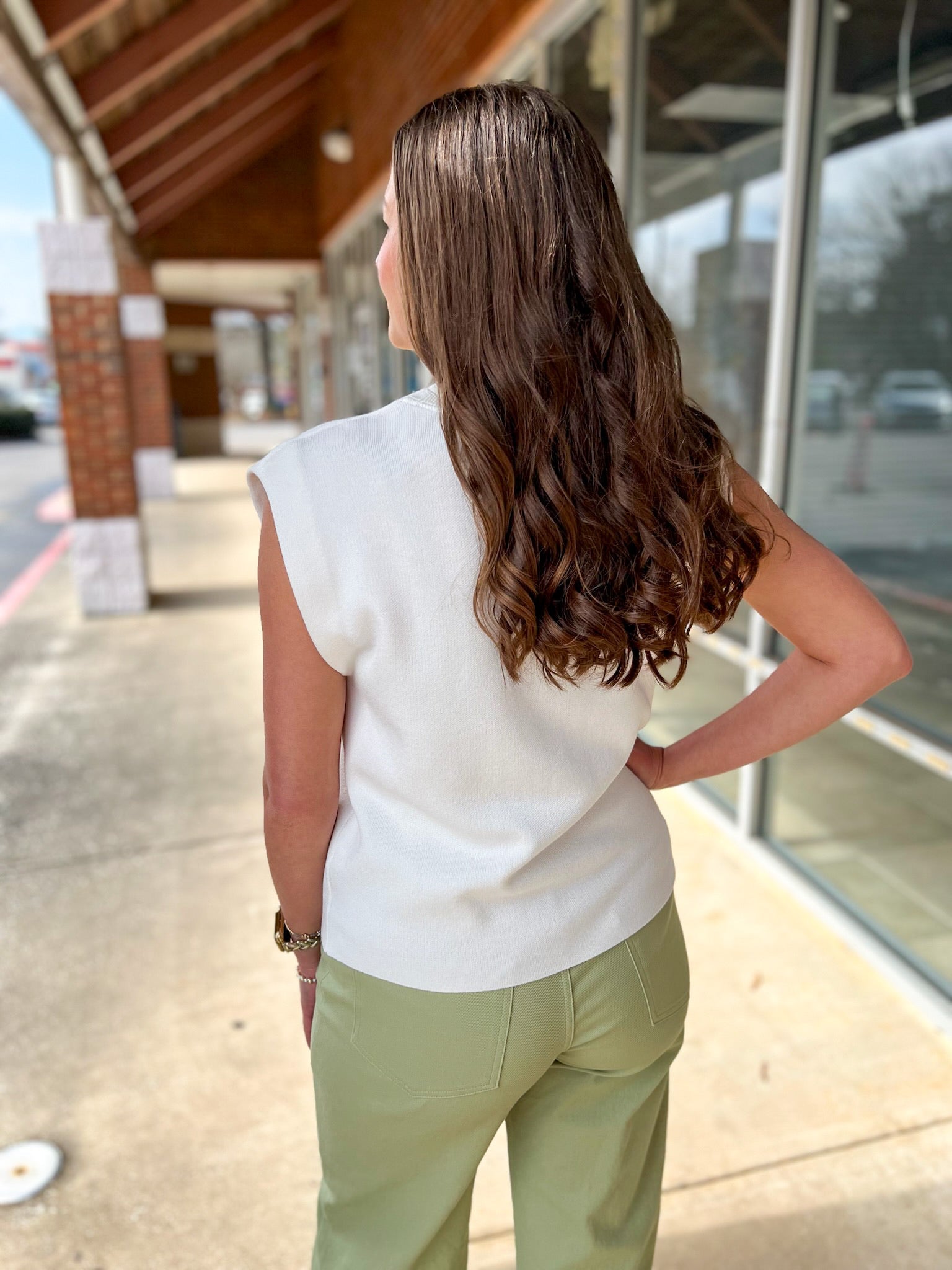 Ivory Sleeveless Crew Neck Lightweight Sweater - A'Bekah's Boutique