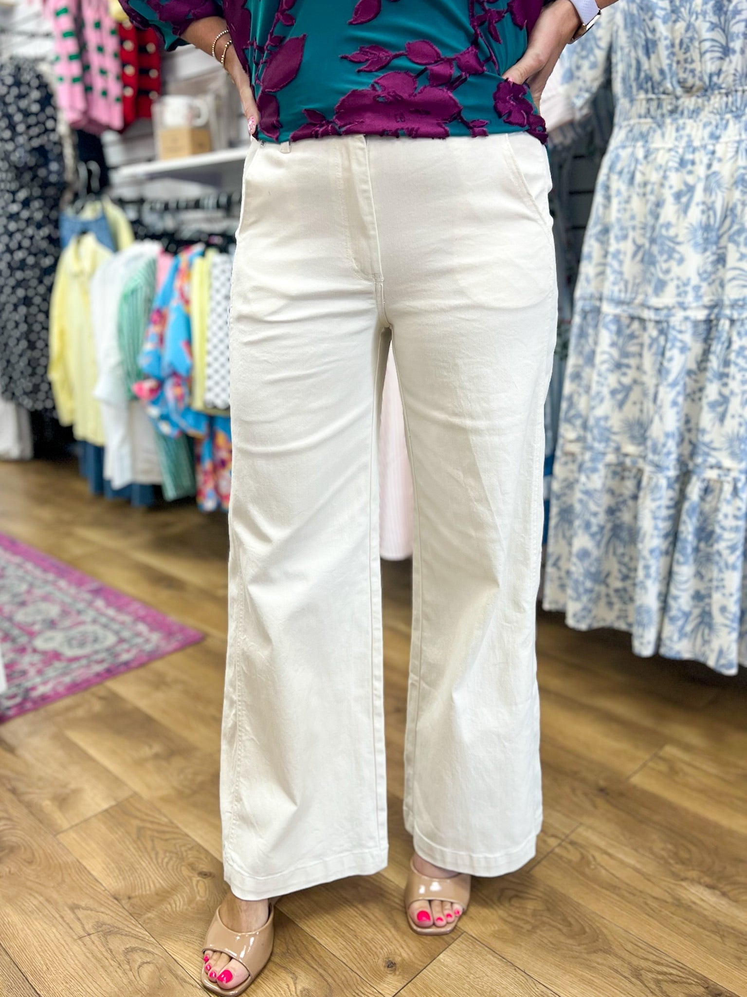 Ivory Twill Wide Leg Pants - A'Bekah's Boutique