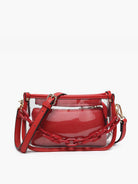 Jessica Stadium Metallic Red Clear Crossbody Bag – Chain Strap - A'Bekah's Boutique