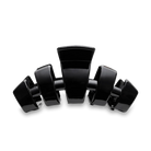 Teleties jet black large hair claw clip with glossy finish, 4.5 inches wide