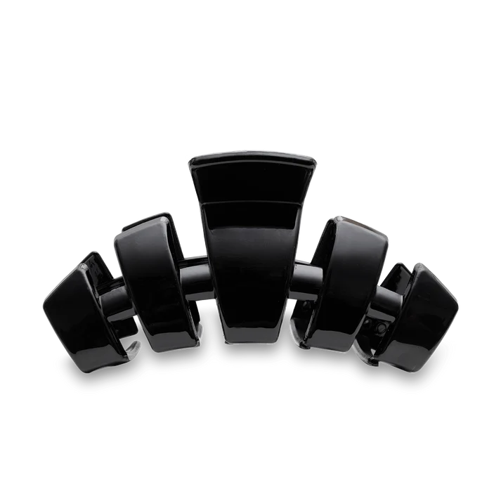 Teleties jet black large hair claw clip with glossy finish, 4.5 inches wide