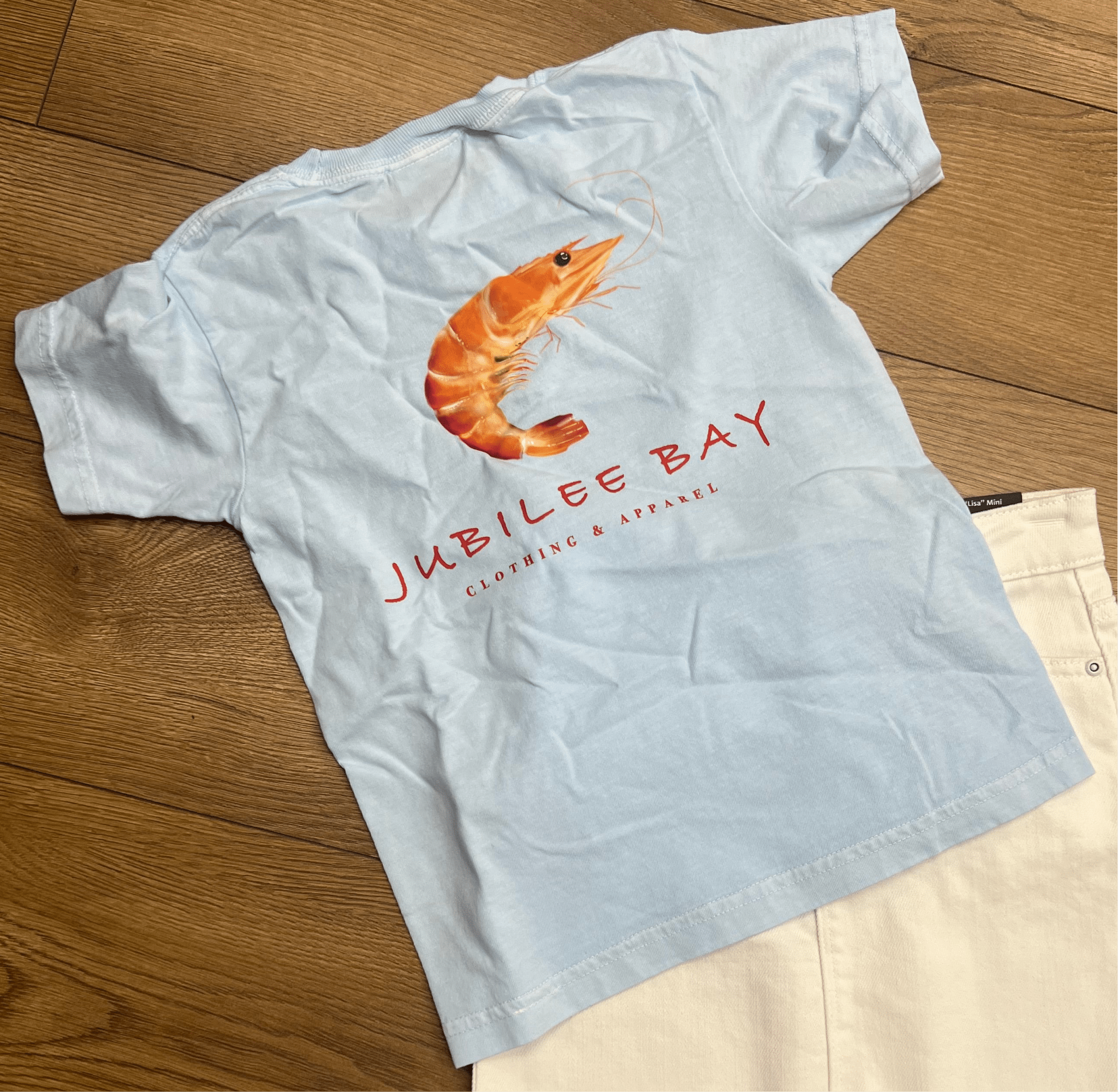 Jubilee Bay Kids Light Blue Short Sleeve Shrimp Graphic T-Shirt - A'Bekah's Boutique