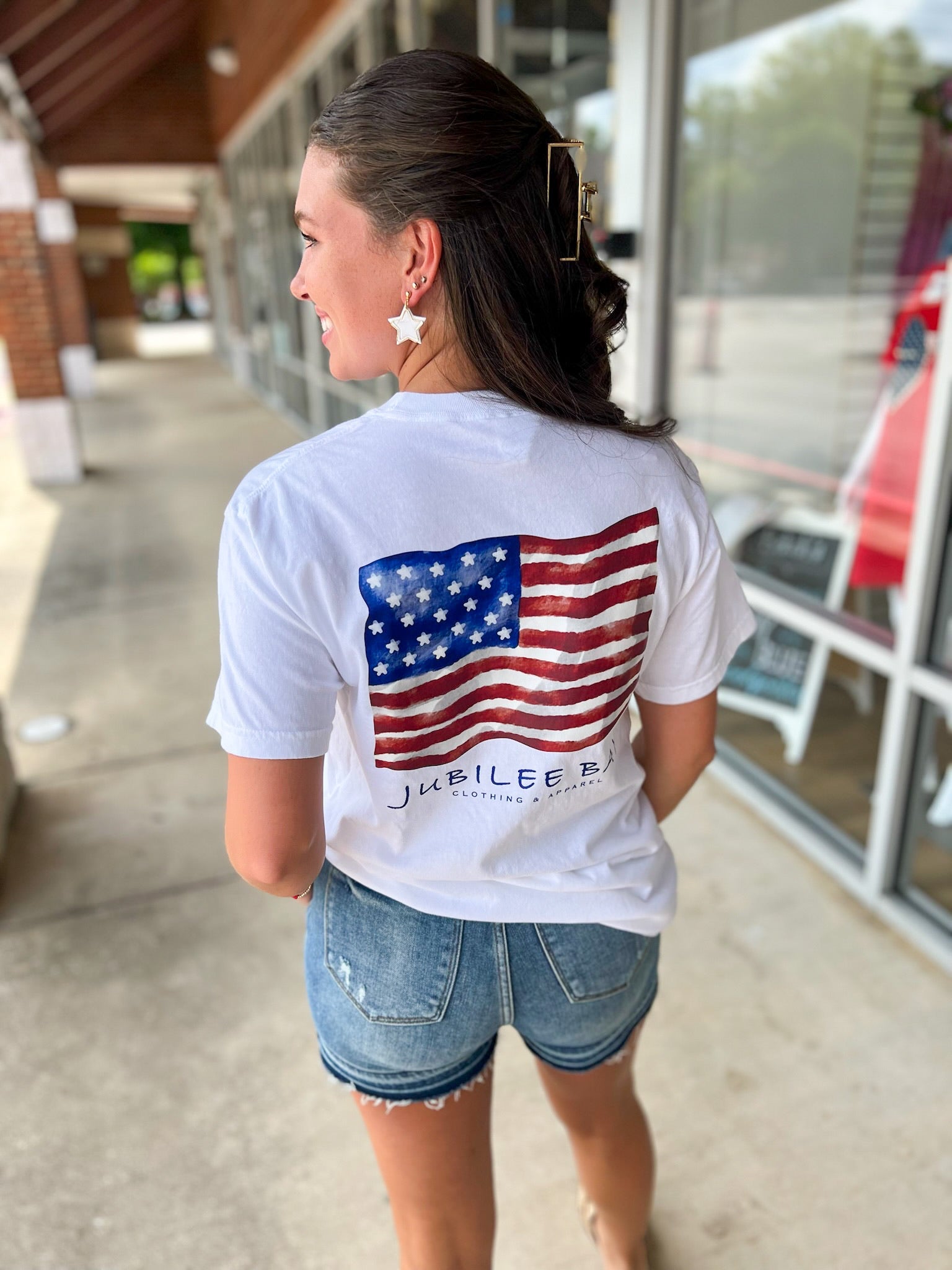 Jubilee Bay White American Flag T-Shirt - A'Bekah's Boutique
