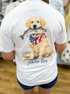 Jubilee Bay White T-Shirt Dog with Fish in Mouth - A'Bekah's Boutique