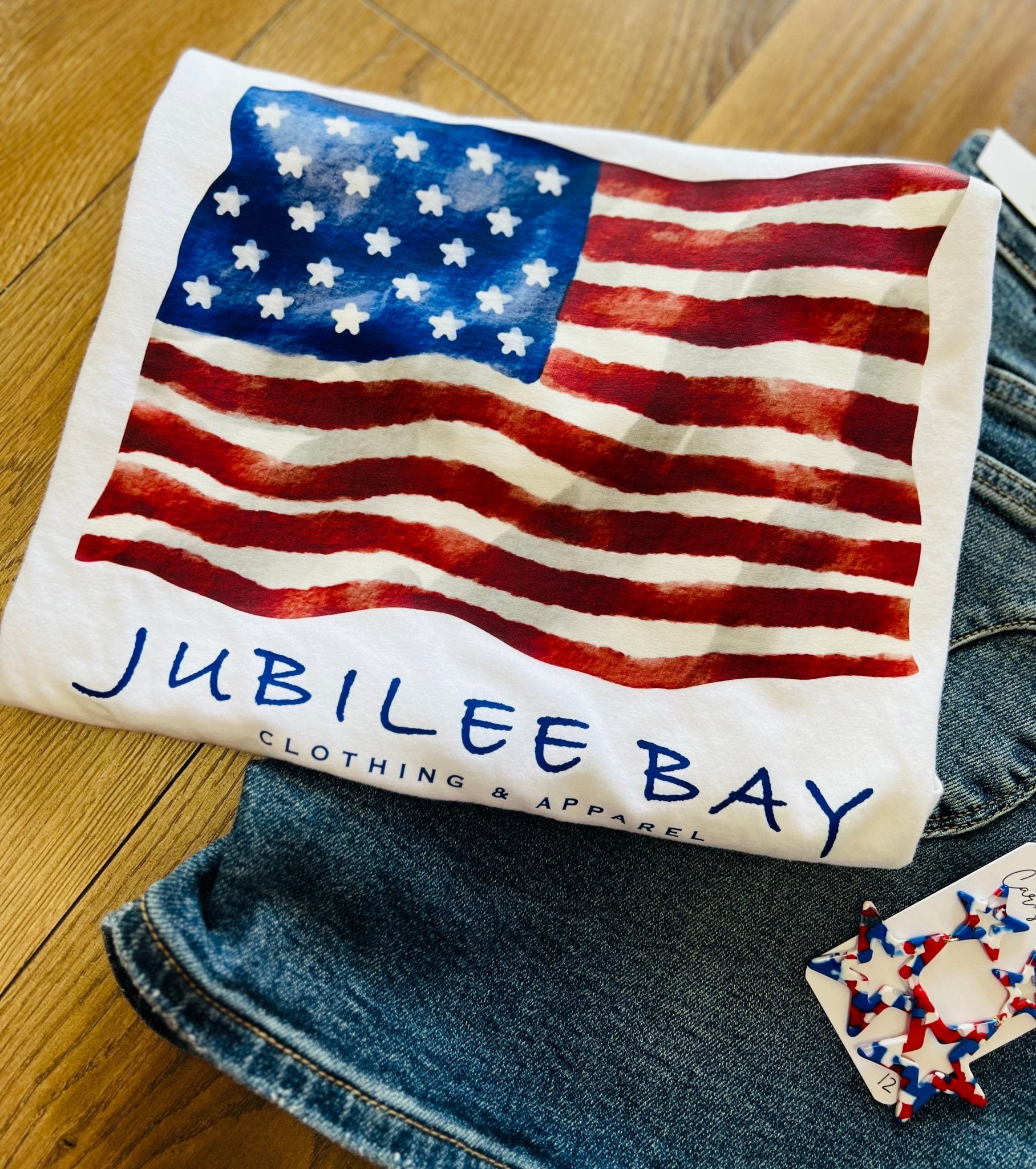 Jubilee Bay Youth White American Flag T-Shirt - A'Bekah's Boutique