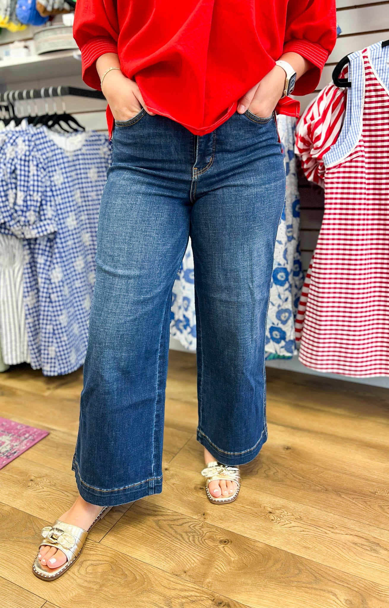 Judy Blue Claudia High Waisted Wide Leg Ankle Jeans - A'Bekah's Boutique