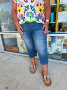 Judy Blue Cool Denim High Waist Pull On Cropped Jeans (C) - A'Bekah's Boutique
