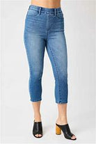 Judy Blue Cool Denim High Waist Pull On Cropped Jeans (R) - A'Bekah's Boutique
