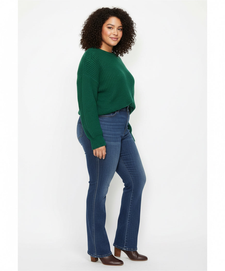 Judy Blue Curvy Dark Denim HW Bootcut Jeans with Tummy Control (C) - A'Bekah's Boutique