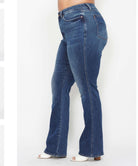 Judy Blue Curvy Dark Denim HW Short Inseam Bootcut Jeans Tummy Control - A'Bekah's Boutique