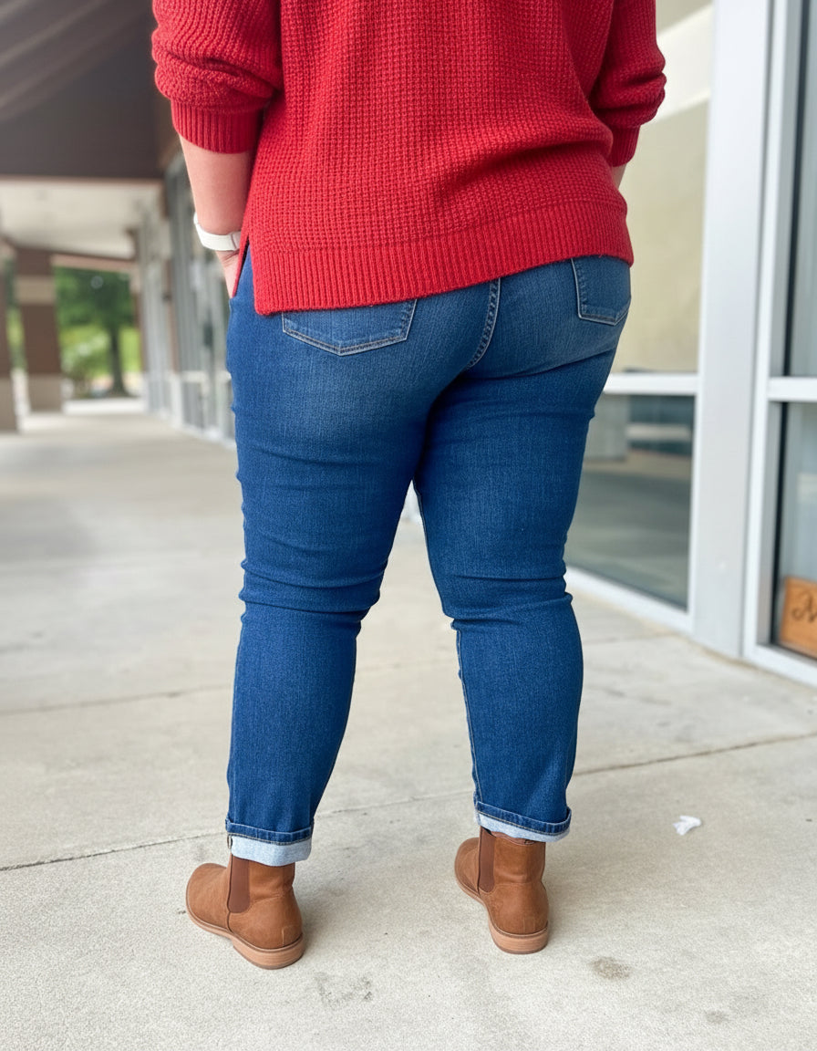 Judy Blue Curvy HW Cool Denim Boyfriend Jeans (C) - A'Bekah's Boutique