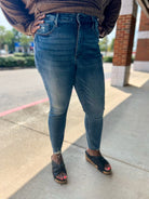 Judy Blue Curvy Vintage Wash HW Destroyed Hem Skinny Jeans with Tummy Control - A'Bekah's Boutique