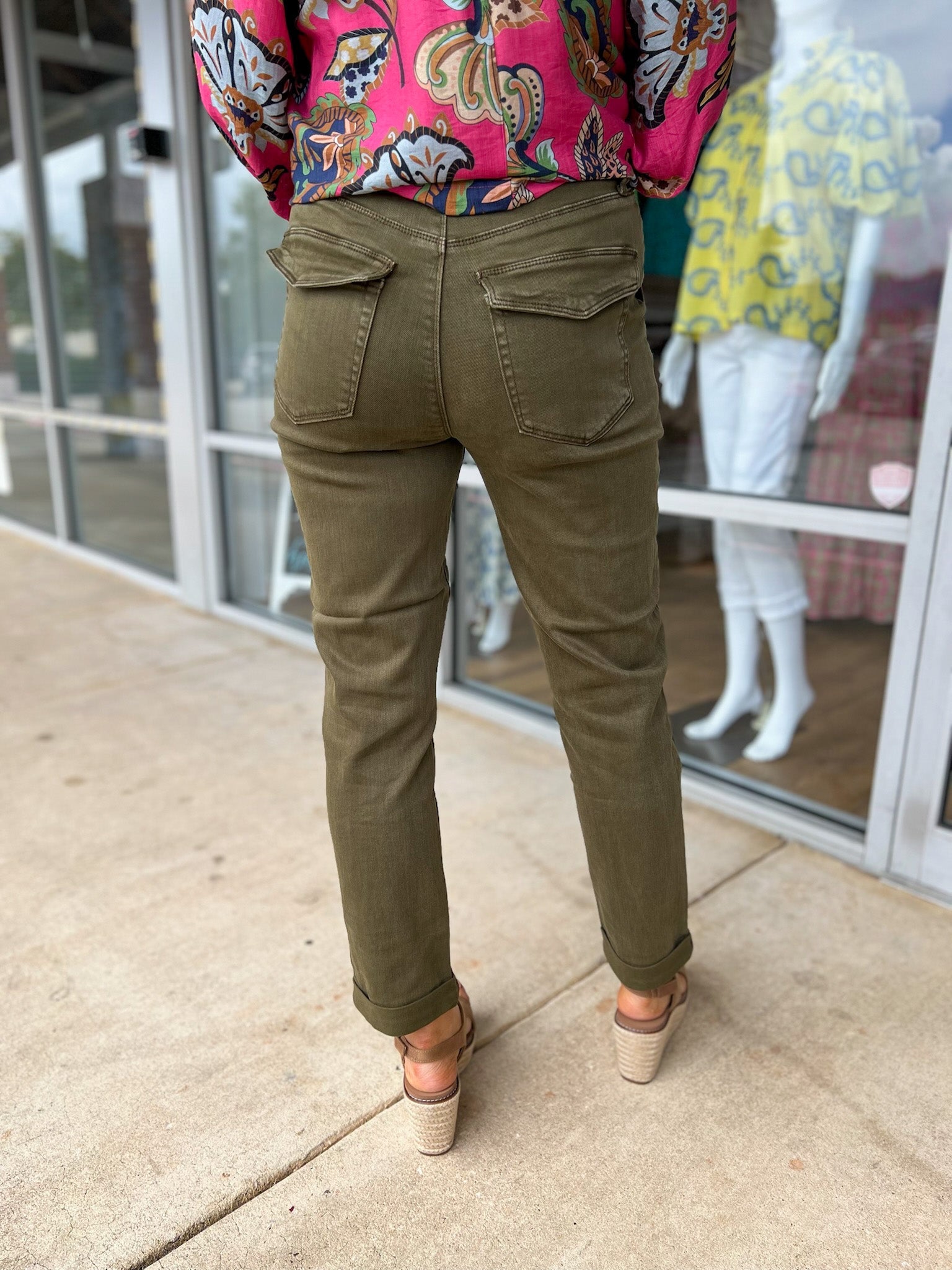 Judy Blue Dark Forest Green Aurora Weekender Jeans - A'Bekah's Boutique