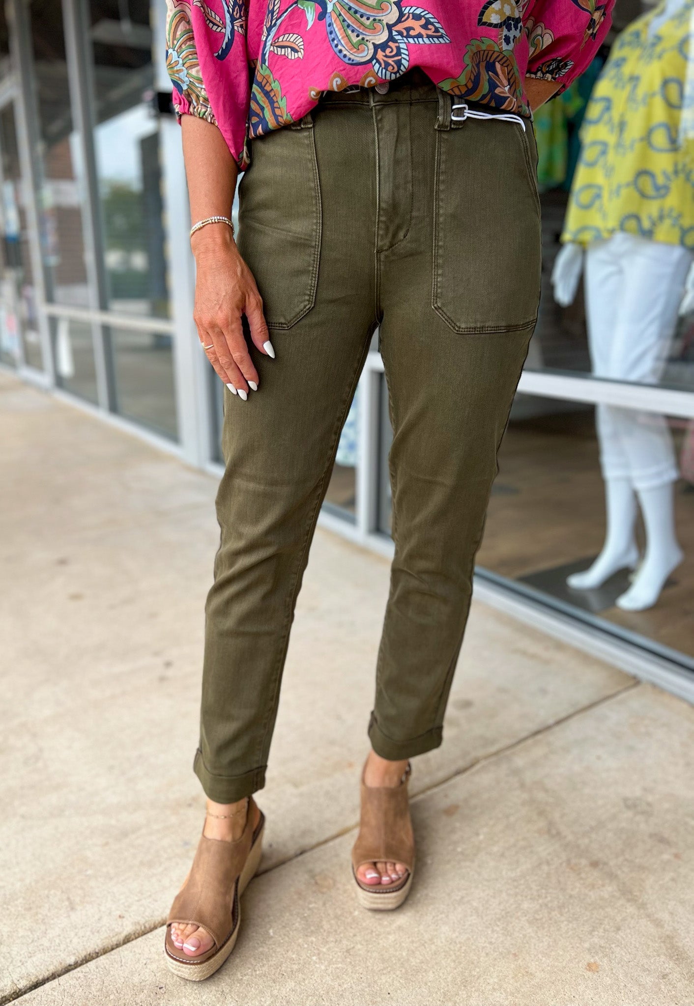 Judy Blue Dark Forest Green Aurora Weekender Jeans - A'Bekah's Boutique