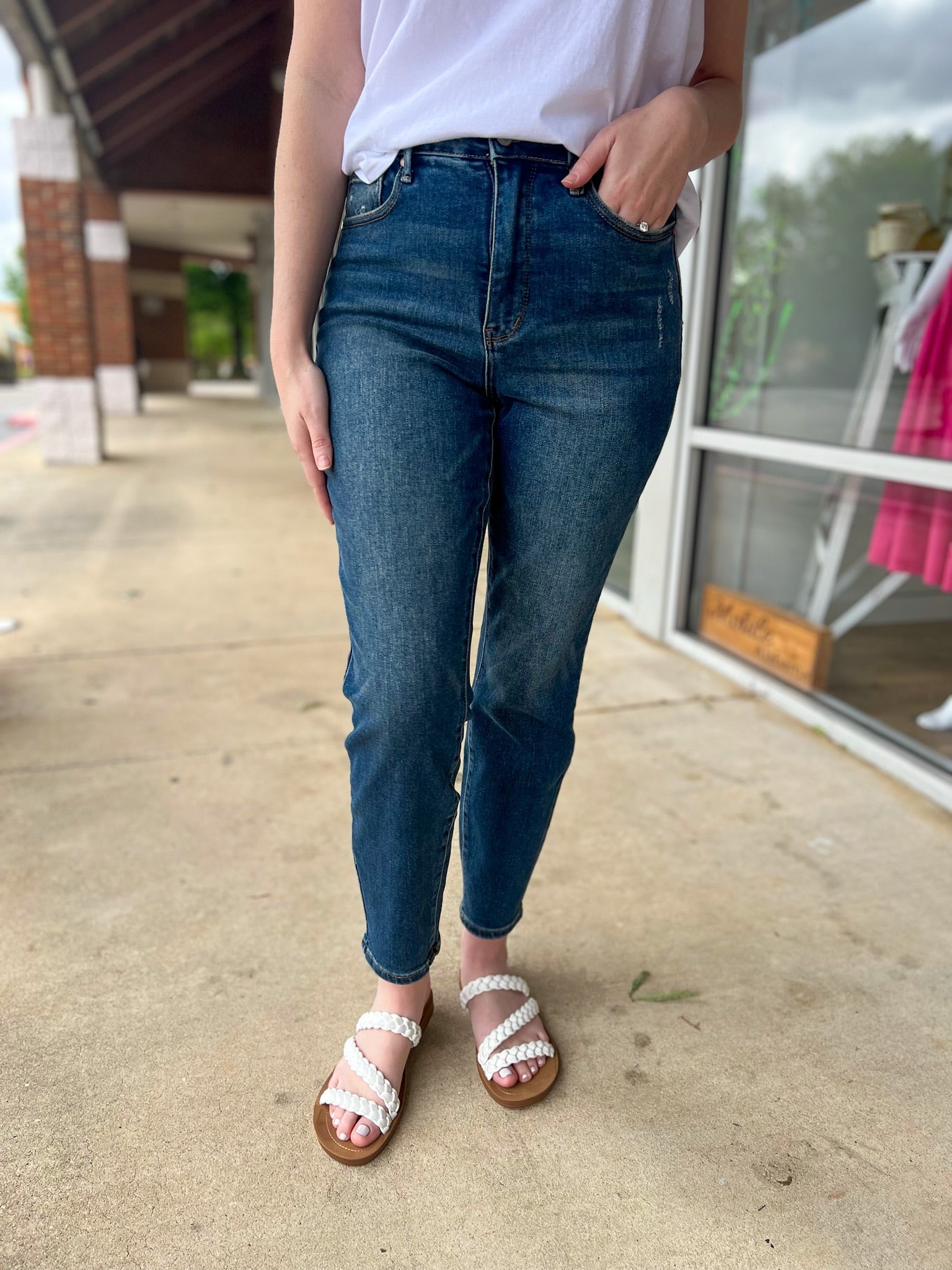 Judy Blue Dark HW Slim Jeans with Tummy Control - A'Bekah's Boutique