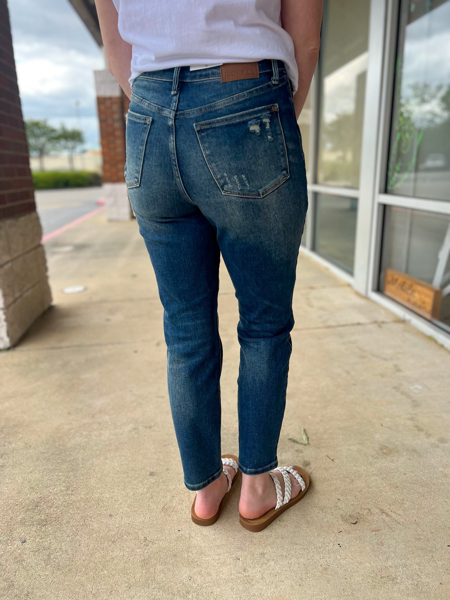 Judy Blue Dark HW Slim Jeans with Tummy Control - A'Bekah's Boutique