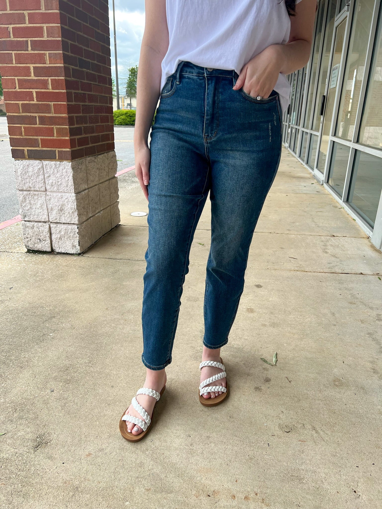Judy Blue Dark HW Slim Jeans with Tummy Control - A'Bekah's Boutique