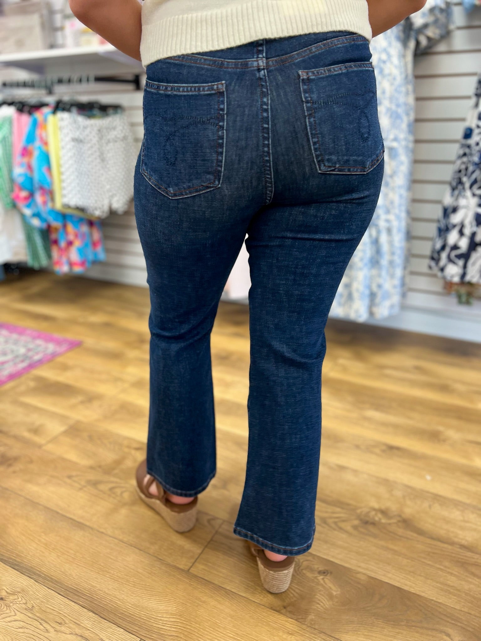 Judy Blue Dark Rustic Indigo Amy Kick Flare Jeans 26.5" Inseam - A'Bekah's Boutique