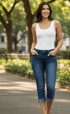 Judy Blue Dark Wash Cuffed Capri Jeans (R) - A'Bekah's Boutique