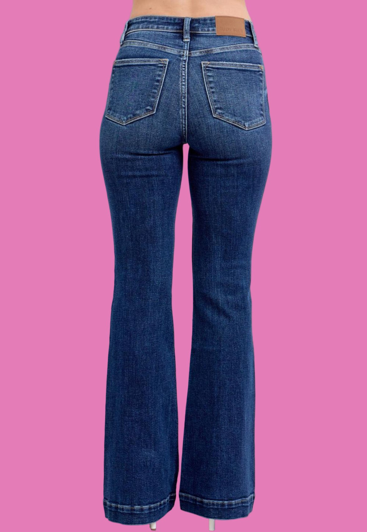 Judy Blue Dark Wash High Waisted Trouser Flare Jeans 33.5" Inseam - A'Bekah's Boutique